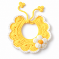 Pale Yellow Crochet Flower Pet Collar