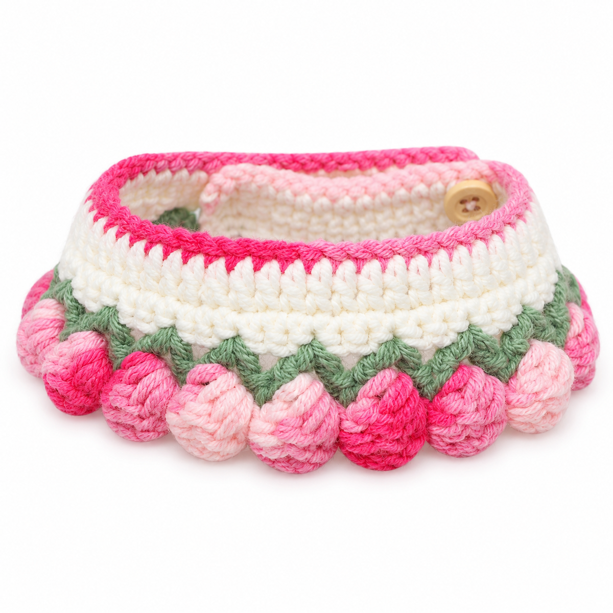 Gradient Pink Crochet Flower Pet Collar