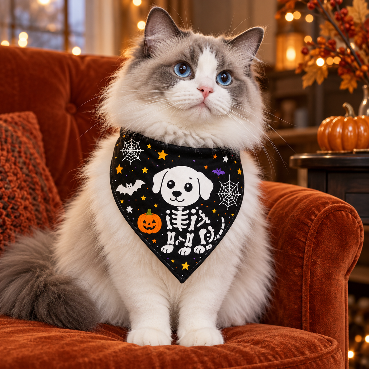 Pattern 4 Skeleton Dog Halloween Pet Bandana