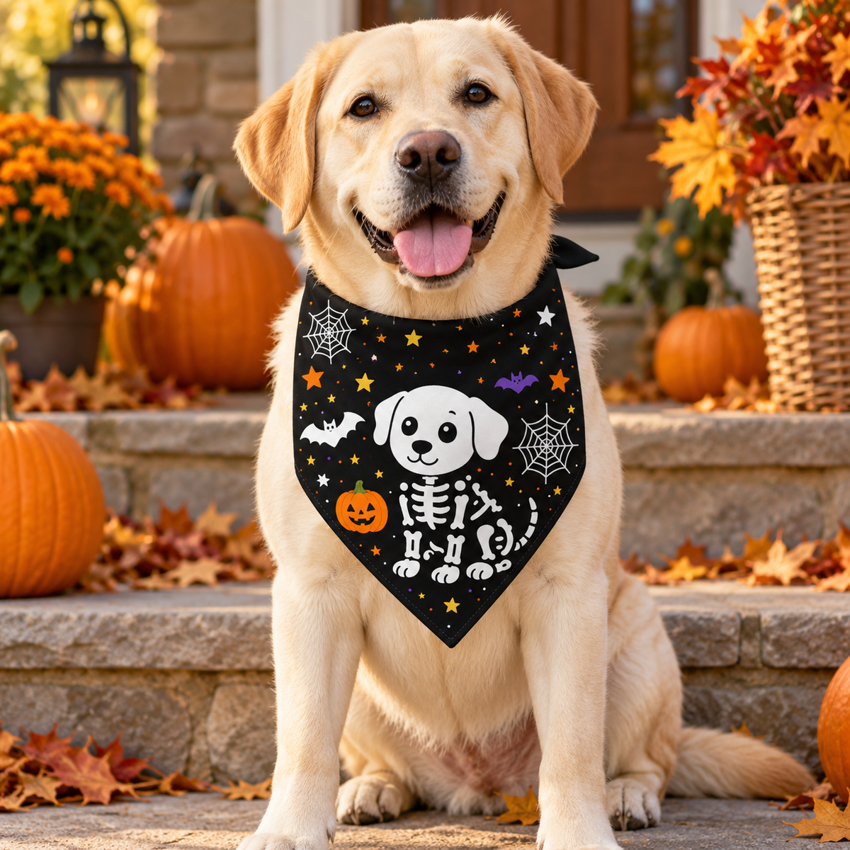 Pattern 4 Skeleton Dog Halloween Pet Bandana