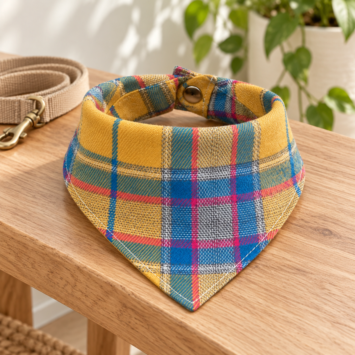 Yellow Plaid Pet Bandana
