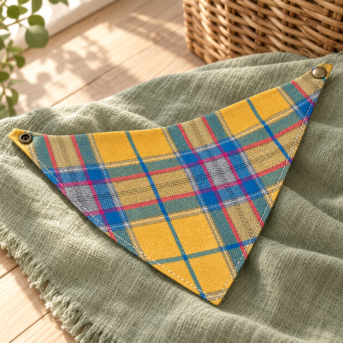 Yellow Plaid Pet Bandana